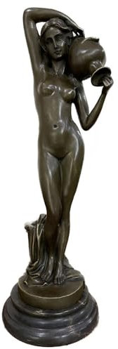 LONDAEE Kupfer-Skulptur Frau hält einen Wasserkrug, Bronze-Statue, Dekoration, Heimdekoration