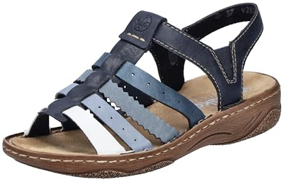 Rieker Damen V2875 Riemchensandalen, blau 90, 38 EU