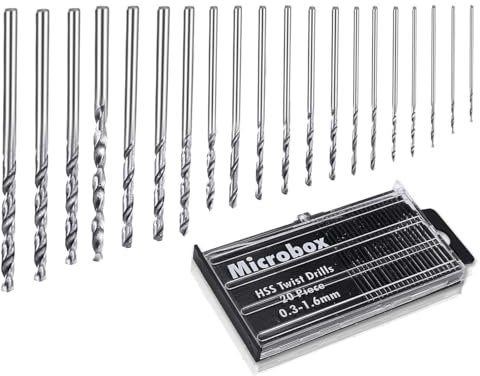Lhbwhiz 20 pezzi set di trapani a mano,mini morsa a perno per trapano,punte elicoidali,micro trapano,trapano manuale elicoidale,mini trapano,trapano per legno,per modellismo(0,3-1,6 mm)