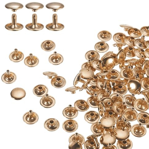 sourcing map 60 juegos de remaches de cuero de doble tapa, 12 x 10 mm, con tapa redonda, de metal, remaches de cuero para manualidades, cinturón de tela, collar de mascotas, reparación y decoración,