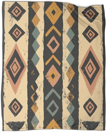 Bohemian Kuscheldecke 70x80inch(180x200cm),weich & Warm,extra Flauschig Als Sofadecke Stammesmusters Wohndecke Yogadecke Tagesdecke,Plüsch Sofaüberwurf