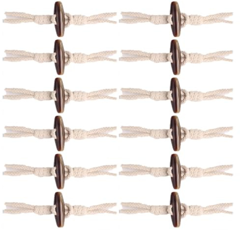 SMTCM 12 Paar Knebelknöpfe mit Verschluss Holzknöpfe Holz Horn Knebelverschlüsse Dufflecoat Hornknöpfe Olivenholz Baumwollseil Mantelschnallen Ersatzknöpfe Harz Toggle Button für Kleidung Jacke DIY