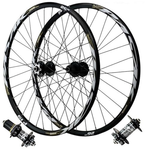 LPYDWZ MTB Fahrrad Laufradsatz 26 Zoll 27,5 Zoll 29 Zoll, Aluminiumlegierung Fahrradfelge 32H Abgedichtetes Lager Fahrrad Vorderrad und Hinterrad for 7–12 Gang Kassette(Black Front+Rear,26 ER)