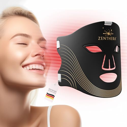 Zenthera LED Gesichtsmaske Rotlicht-Technologie, 7-Farben LED Lichtsystem für Gesicht und Haut, Anti-Aging, Faltenreduzierung und Hautverjüngung für alle Hauttypen, Heimgebrauch