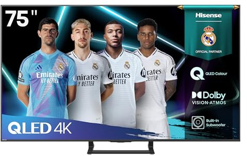 Hisense 75A7Q - QLED Smart TV 75 Pulgadas, Movimientos Suaves IA, Dolby Vision, Dolby Atmos, Subwoofer Integrado, Modo Juego Plus, Modo Deportes IA, Bluetooth & HDMI 2.1, Control por Voz Alexa