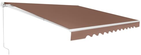 COSTWAY Markis med vev, ledad markis, solskydd, balkongmarkis solmarkis 5–35° vinkeljusterbar, terrassmarkis, klämmarkis för balkong och veranda (brun, 300 x 250 cm)