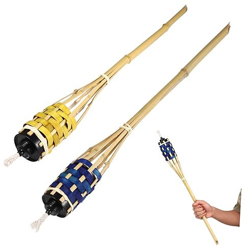 Toyvian 2 Piezas Antorchas de Bambú para Jardín Linterna Exterior de Aceite Decoración de Fiesta Luz de Patio Color Aleatorio Color Aleatorio