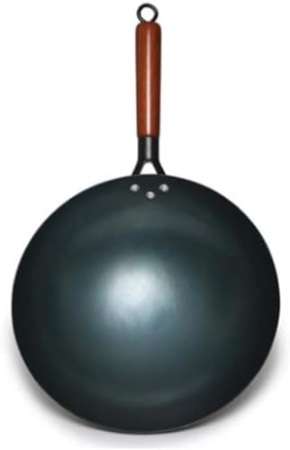 WOTZOV wok traditionnel en fait main, poêle antisjälvhäftande hésive cuisinières à GAZ, ustensiles de Cuisine polyvalents Pour UNE Cuisine Asiatisk Autentique, 32 cm