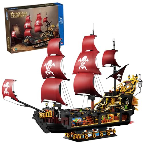 VizBrou Black Pearl Piratenschiff Bausteine Bausatz, 3399 Teile Mini Steine Titanic Schiff Modell Spielzeug, Schwarzer Zauberer Kreuzfahrtschiff Segelboot Spielzeug Geschenk für Erwachsene und Kinder