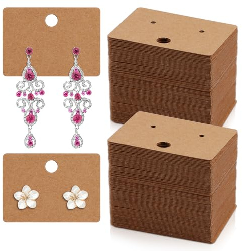 200 Stück Ohrringe Displaykarten, Kraftpapier Ohrring Ständer, Halterung Hängen Ohrringkarten, Verpackung Ohrstecker, für DIY Ohrstecker und Ohrringe (4.5 x 3.2cm)