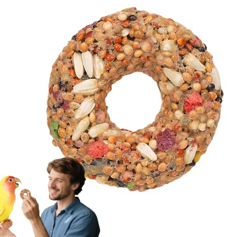 Deliziosi per uccelli, parrocchetti – Massaggiagengive a forma di ciambella, giocattolo per la ricerca di mangimi, arricchimento, attività, giochi e voliere, pappagalli, snack da allenamento | Vogel S