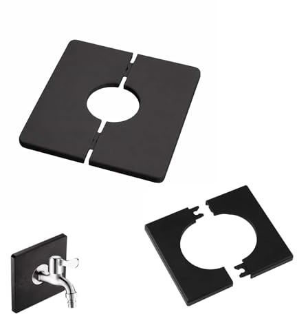 Copertura per tubi + rivestimento per tubi + piastre di copertura sanitaria, quadrata, colore nero, per sanitari, bagno, rivestimento per tubi di scarico 8,6 x 8,6 cm