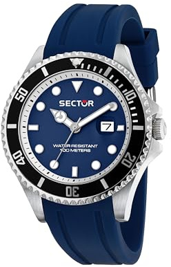 Sector No Limits Orologio Uomo, Tempo, Data, Analogico, 43 mm, Collezione 230, Cinturino in Silicone