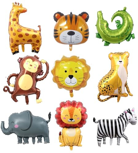 XingRuize 9 Pezzi Palloncini Animali Giungla, Animale Foglio di Alluminio Palloncino, Palloncini Foresta, XXL Animali Della Foresta Ballons per Decorazione Festa di Compleanno