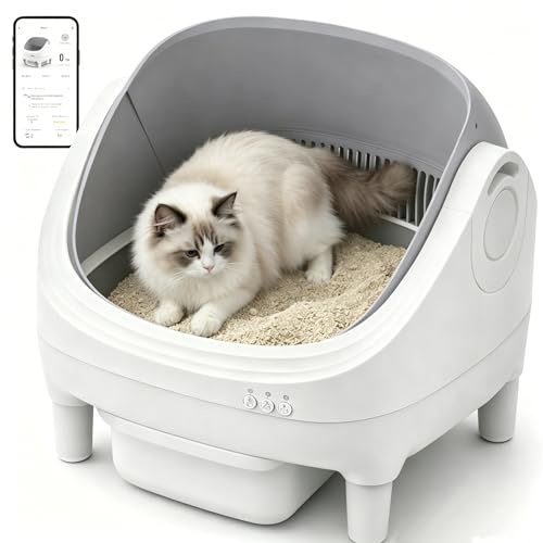 Lettiera Autopulente per Gatti con App, Lettiera Automatica Intelligente, Extra Grande Capacità, Anti-Odore, Sensori di Sicurezza, Ultra Silenziosa <35dB, Ideale per Case con Più Gatti