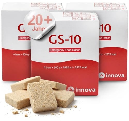 GS-10 Emergency Food - 3 x 500 Gramm Einheit Notfallnahrung – Notfallration - Produkt hermetisch versiegelt - 20 Jahre genießbare Notration - Langzeitnahrung für Survival Kit