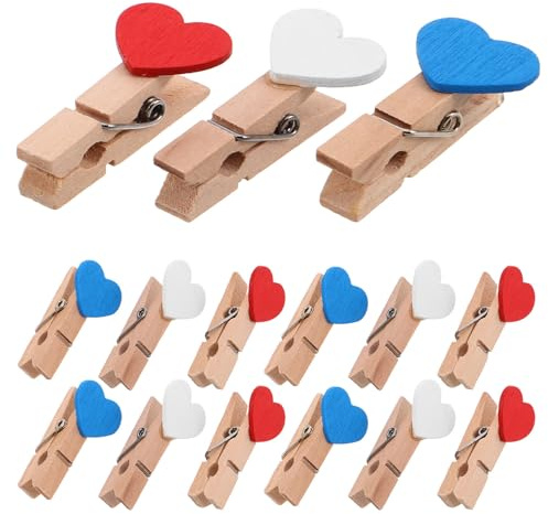 COHEALI 60 Pezzi Mini Mollette in Legno a Forma di Cuore, Portatili e Facili da Usare, per Decorazioni di Feste e Esposizione Foto, Colore Bianco