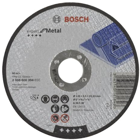 Bosch Accessories 2608600394 Disque à Tronçonner à moyeu plat expert for metal A 30 S BF 125 mm 2,5 mm, Noir