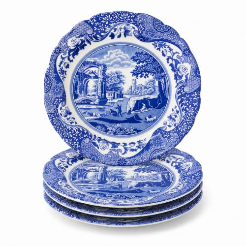 Spode Italienische Speiseteller, Blau, 4 Stück