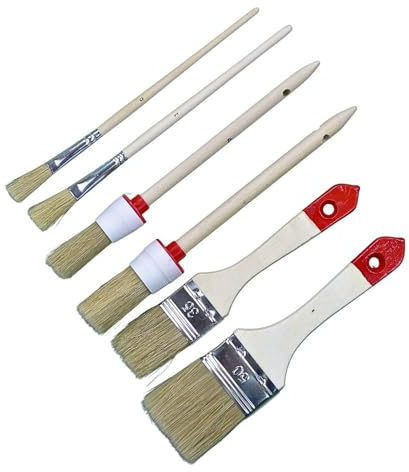 ROTIX Pinsel-Set 6-teilig: je 2 Flachpinsel, Ringpinsel. Emaillelackpinsel