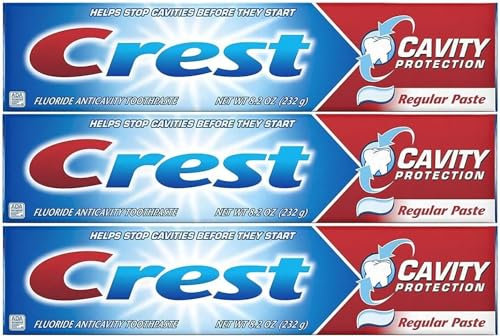 Crest Plus Cavity Protection Toothpaste, Regular Paste, 8.2oz, Pack of 3