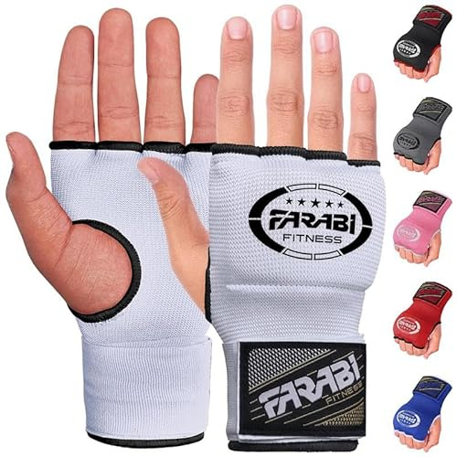Farabi Sports sous Gants de Boxe Adultes – Bande de Combat Hommes et Femmes – Bandage Entraînement MMA Muay Thai (White, Adultes S/M)