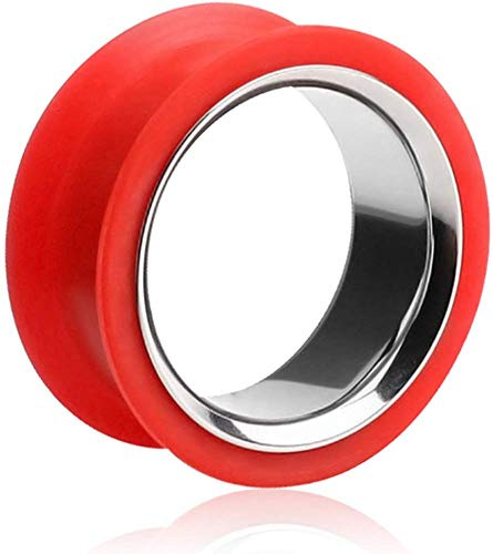 viva-adorno 1 Stück Silikon Flesh Tunnel Plug Ohr Piercing Edelstahl Inlay Größe 6-40mm Z368