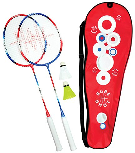 Sure Shot Unisex London 2 Spieler Badminton-Set, Rot/Weiß/Blau, 27