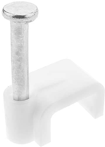 BeMatik - Fermacavo con chiodo per Cavo Piatto 7x4 mm Confezione da 25 unità Bianco