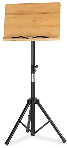 Classic Cantabile OSW-125 Tischnotenpult Bambus – Größe Ablagefläche: 38,7cm x 26,3 cm – Kochbuchhalter, Lesehilfe für ein Buch, Smartphone, Tablet - Neigungswinkel in fünf Schritten verstellbar