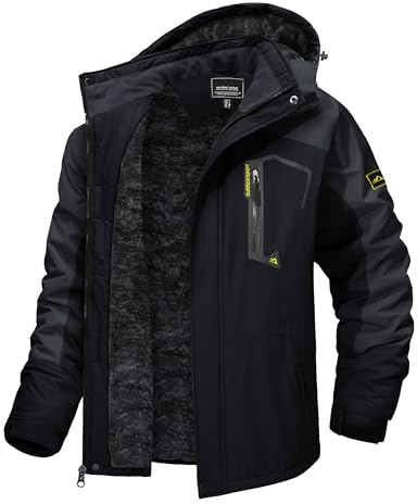 TACVASEN Men Rain Coats Warm Snow Jacket Water Resistant Jacket Snowboarding Jacket Ski Jacket Skiing Jacket Winter Coat for Men Windbreaker Mens Parka