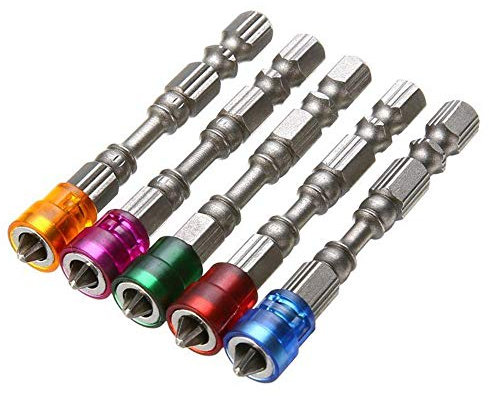 ArtisanShow 5PCS 65mm Anti-Slip Electric Magnetic Nut Driver Set 1/4 Inch Hex Shank S2 PH2 Magnetic Phillips Cross Screw Screwdriver Bits Set Electric Power Driver Bit Set Gift for Machinist