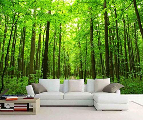 ZXCHEE Papier Peint Panoramique Espace Forêt Verte 350x256cm Papier Peint Intissé 3D Tapisserie Poster Decoration Murale Chambre Salon