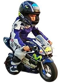 BI ESSE - Combinaison mini moto professionnelle pour enfant en cuir et Cordura, avec (bleu/blanc, XL (10-11 ans))