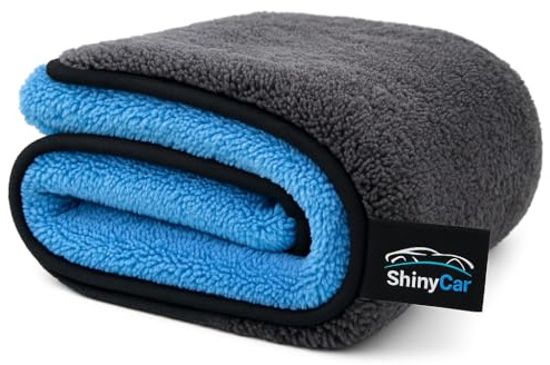 ShinyCar® UK: Premium XL Car Drying Towel, 75×55cm - Ultra Plush 1000GSM Deep Pile Microfibre Drying Cloth, Super Absorbent, Soft & Streak-Free. A Scratch-Safe Detailing Alternative To Chamois Leather