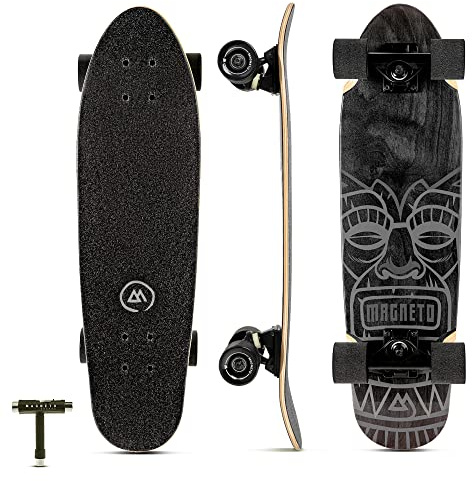 Magneto Mini Cruiser Skateboard Cruiser, 69,8 x 19,1 cm, tavola corta in acero canadese, progettato per bambini, ragazzi e adulti (Tiki)