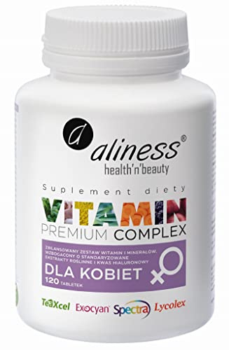 Aliness Vitamin Premium Complex, Vitamine und Mineralien für Frauen, Nahrungsergänzungsmittel, 120 tabletten