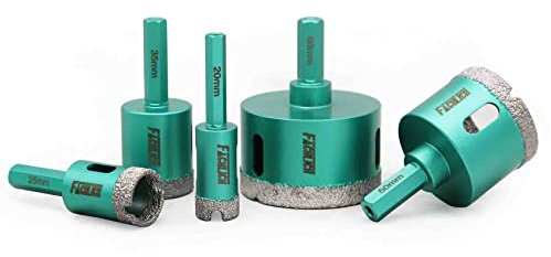 FACHLICH Diamantbohrer Fliesenbohrer Set 20/25/35/50/68mm Diamant-Bohrkronen Lochsäge mit Sechskantschaft Verbindung für Granit Marmor Fliesen Porzellan Keramik Hartstoffe