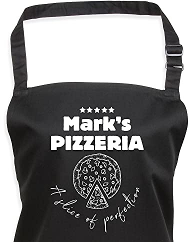 Pomchick Personalised Men Apron Pizzeria Pizza Kitchen Cooking Grilling Chef Man 78x67CM Premium Quality Adjustable Neck Strap Gift for Him Dad Daddy Father Uncle Grandad Son Christmas Father’s Day