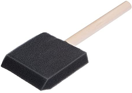 sourcing map Pinceles de espuma de 7,6 cm con borde biselado con mango de madera, 12 unidades