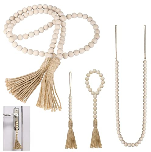 cersaty Bead Garland,4 STK Holzfarbe Holzperlengirlanden 4 Stile kann DIY | für Häuserdekoration Couchtisch Dekoration Wanddekoration Blumentopf Dekoration Modeaufhänge