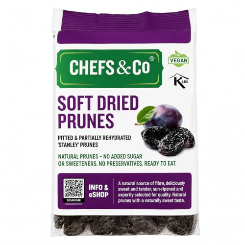 CHEFS & CO Ciruelas Pasas Blandas Sin Hueso | Frutas secas enteras | Tentempié saludable | Vegano y con vitaminas conservadas | Sin sulfitos | Sin azúcares añadidos (Natural, 380g Pack de 1)