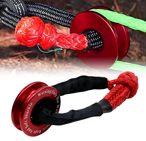 RULLINE UTV ATV SUV Truck Recovery Essential Accessories – Synthetisches Seilwinde und weicher Kupplungsring, Winde-Zubehör (4000 kg, roter Ring und roter Schäkel)
