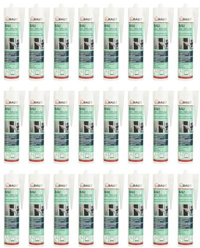 24x dubaust BAS24 Bausilikon Fenstersilikon Neutralsilikon Innen/Aussenbereich witterungsbeständig hochelastisch 310ml Kartusche (weiss)