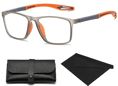 Lunettes presbytes de sport ultra légères anti-lumière bleue pour homme - Lunettes de lecture à double foyer - 1,5 x - Orange