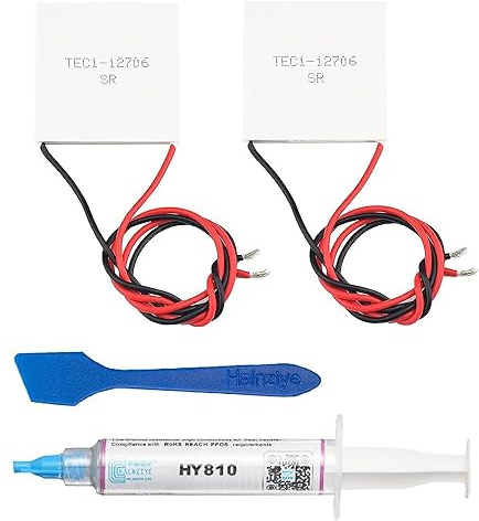2-pack TEC1-12706 Peltier kylare modul halvledare kyltabletter med 5 g kylpasta kylfläns termoelektrisk kylare kit