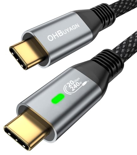 Câble USB C vers USB C, 20 Gbit/s, câble de données USB C 3.2 Gen2 x 2, 240 W, PD 3.1, câble de charge rapide 4K @ 60 Hz, transmission vidéo pour iPhone 15 Pro, Samsung Galaxy S22/S21, iPad Pro (1,5M)