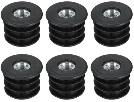 QUARKZMAN 25mm Inserti per Tubi Tondi Neri Con Filettatura M8, 6Pz | Tappi Sedie per Tubi Rotondi, Tappo Rotondo, Plastica Nera, con Inserto per Rotelle, Tappi Sedie Gambe Mobili