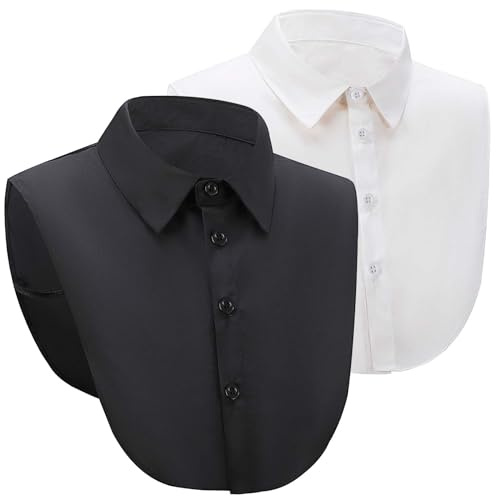 Lithyc 2 StüCke Blusenkragen,Kragen,Blusenkragen Einsatz,Abnehmbarer Kragen für,AnzüGe,Pullover,Jacken,Geeignet für Frauen Im BüRo und Alltag,Tolles Geschenk für Freunde(Weiß+Schwarz)