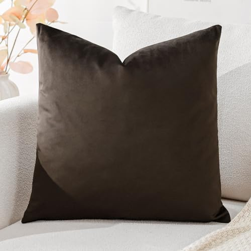 Artscope Samt Kissenbezug Kissenhülle Dekorative Dekokissen Sofakissen Lendenkissen Wurfkissenbezug Sofa Schlafzimmer 40x40cm Schokoladenbraun